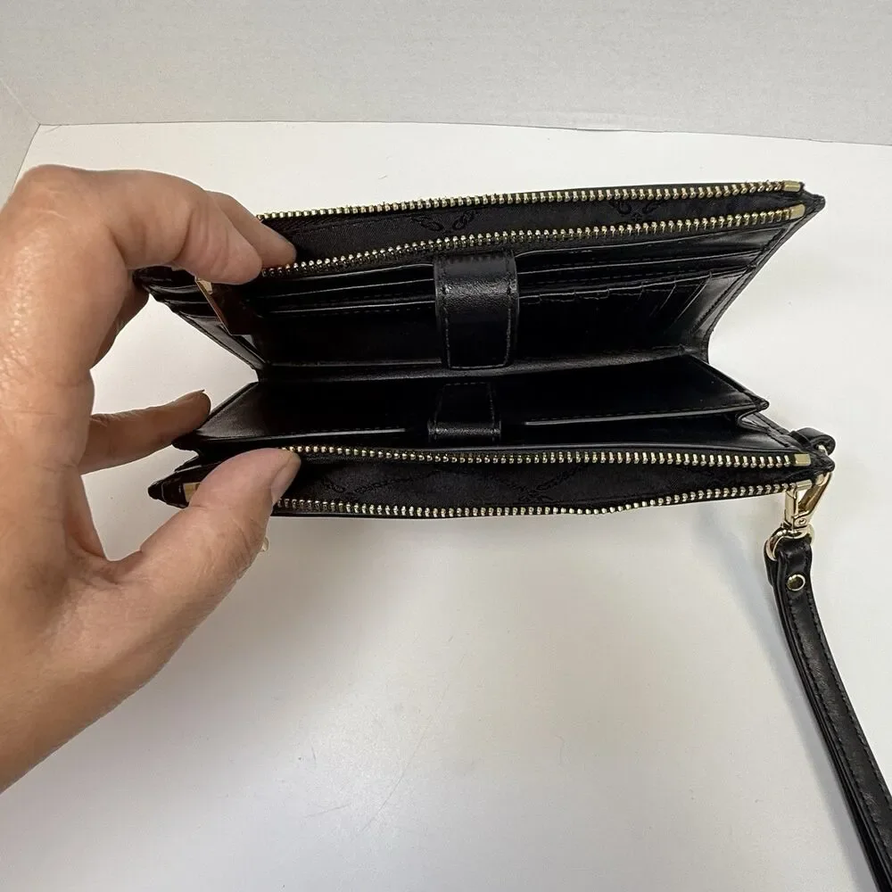 Michael Kors Adele Studded Black Leather Smartphone Wristlet Wallet - Picture 9 of 11